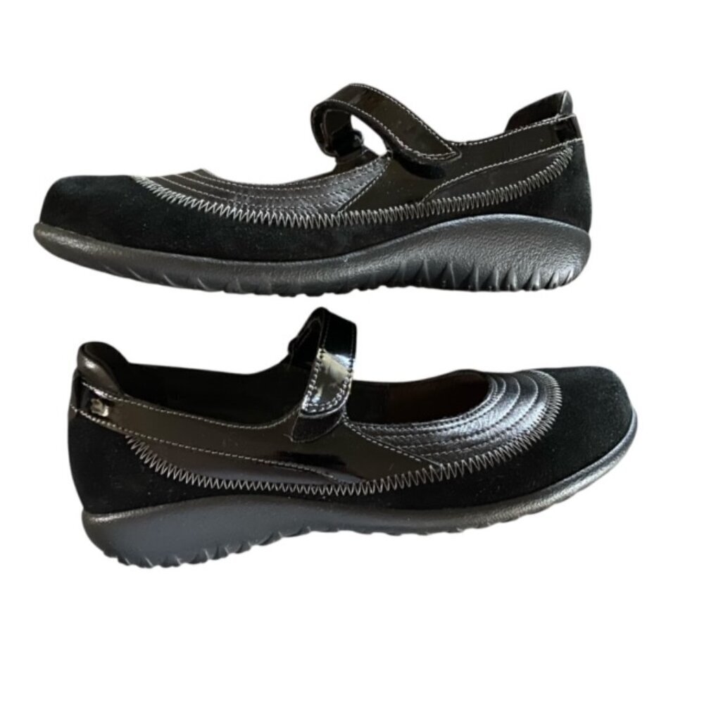 Naot Black Suede Leather Mary Jane 39